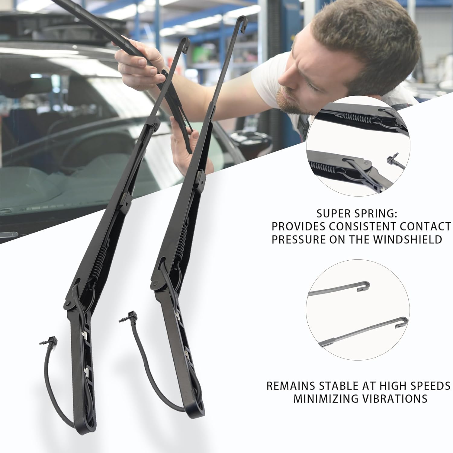 1 Pair Windshield Wiper Arm Replacement Compatible with Cadillac 2002-2007 Chevrolet Silverado Avalanche Suburban GMC Sierra Yukon Replace OE 42694 42547 15139553 15829647 15829648 88958115