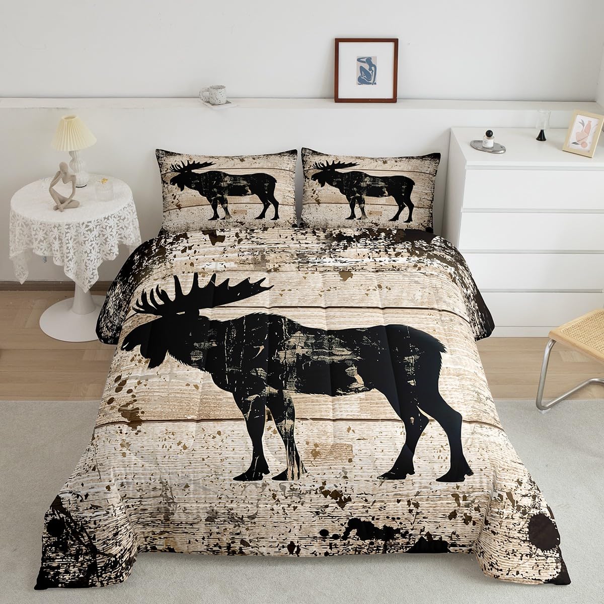 Amazon.com: Feelyou Moose Comforter Set for Kids Retro Wild Moose
