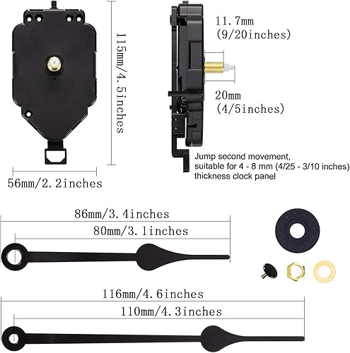 Miniatura 2 de Mecanismo de movimiento de reloj de péndulo de repuesto de eje largo de cuarzo con péndulo (longitud del eje 45 pulgadas0.787 in)