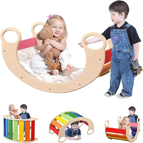 Juguetes de escalada para niños pequeños de 1 a 3 años, escalada Montessori en interiores para niños, triángulo de pickler, rampa de madera de