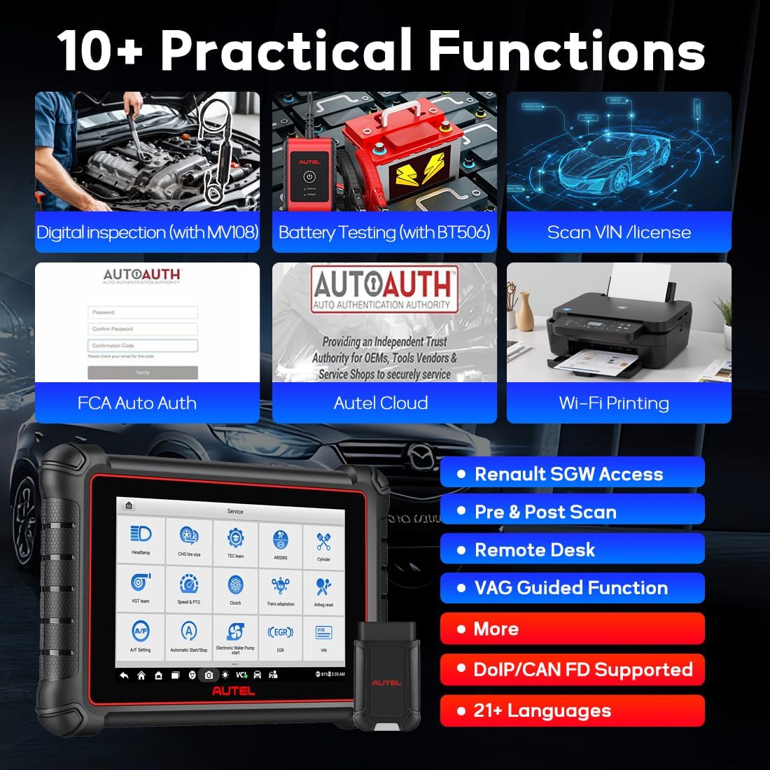 Autel Scanner MP900Z-BT 2026: Bidirectional OBD2 Scanner with ECU Coding & 40+ Services, Upgraded of MP900/MP900E, Wireless VCI150, DoIP/CAN FD, All-System Diagnostic Tool, Alternative to MS906 Pro