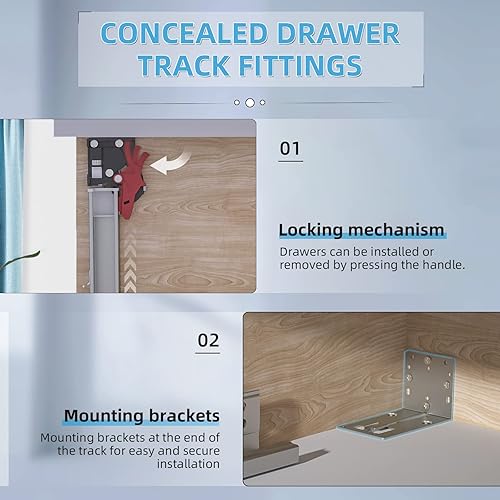 Miniatura 6 de SHUHANG 1 par de correderas de cajón de montaje inferior de 9 pulgadas, cierre suave, capacidad de carga de 80 libras, rodamiento de bolas, rieles