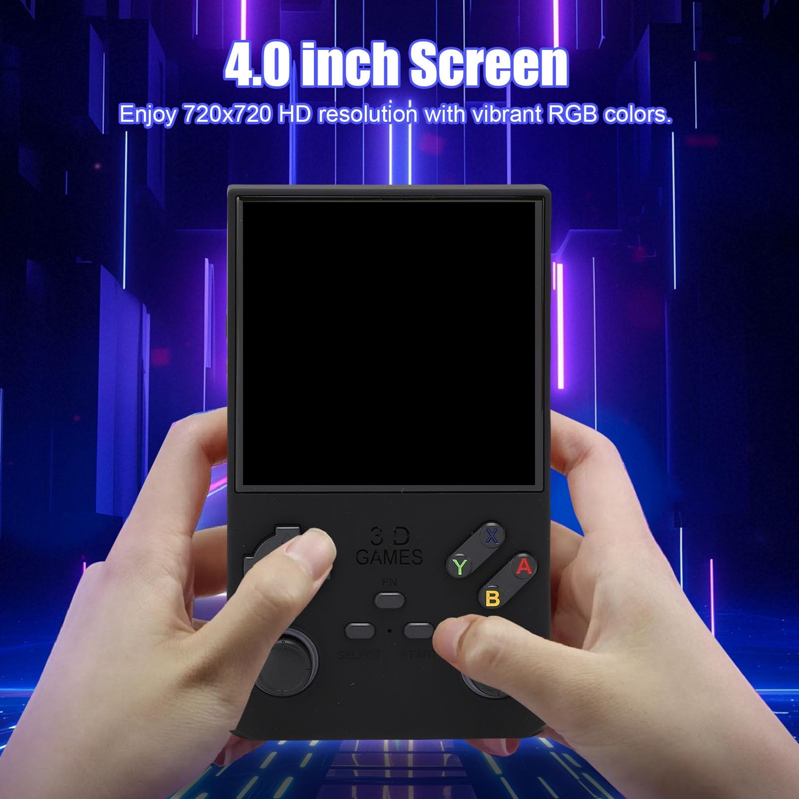 Goshyda Handheld -Spiel, Tragbare Retro -Gaming -Konsole mit RGB -Farben, die in 256 GB Speicherkarte 45 Emulatoren Eingebaut Sind, 4.0 Im HD -Bildschirm Video Player (BLACK)
