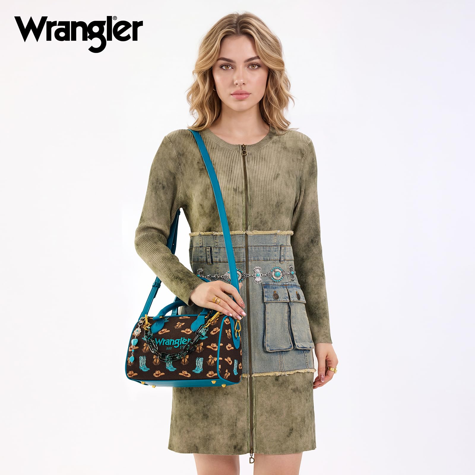 Wrangler Rodeo Icons Handtasche mit Tragegriff oben und Kettenriemen