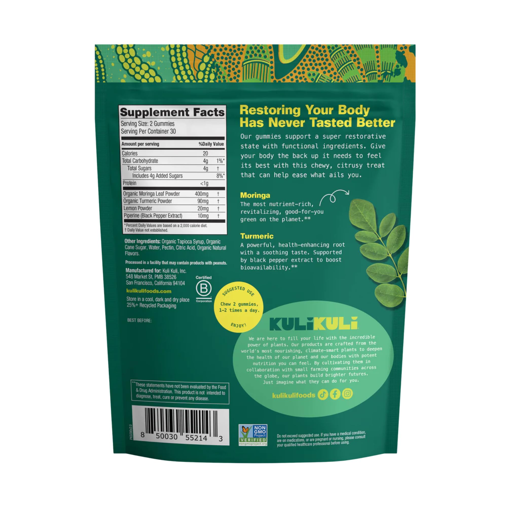 Kuli Kuli Super Energy Gummies - Energy Supplements with Moringa, Caffeine-Free Natural Energy Booster - 60 Non-GMO, Gluten-Free Moringa Gummies thumbnail 2