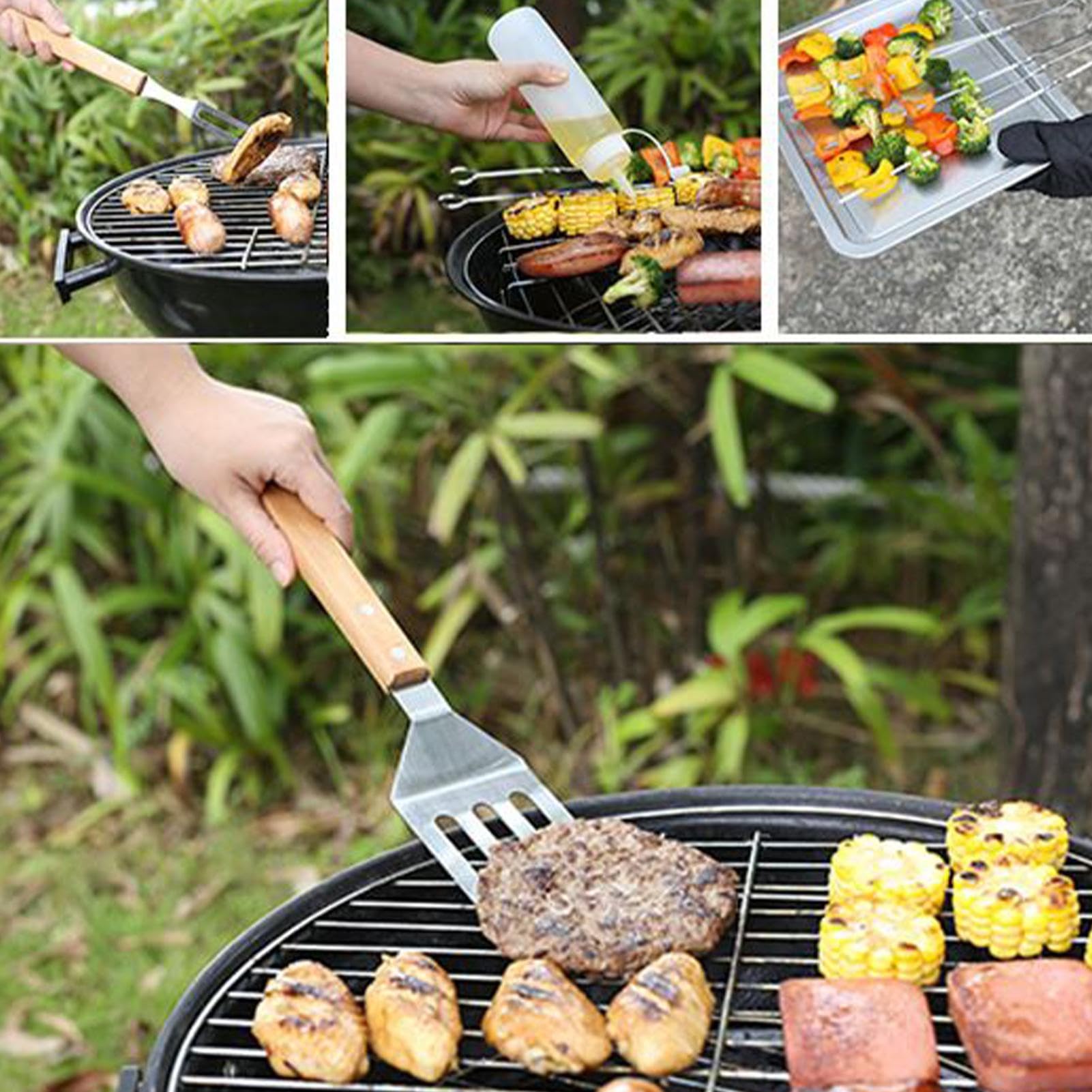 Juego De Herramientas para Barbacoa Set De Herramientas para Parrilla | Accesorios De Asado Con Maletín Utensilios Para Barbacoa Exterior Camping Reuniones Familiares Al Aire Libre