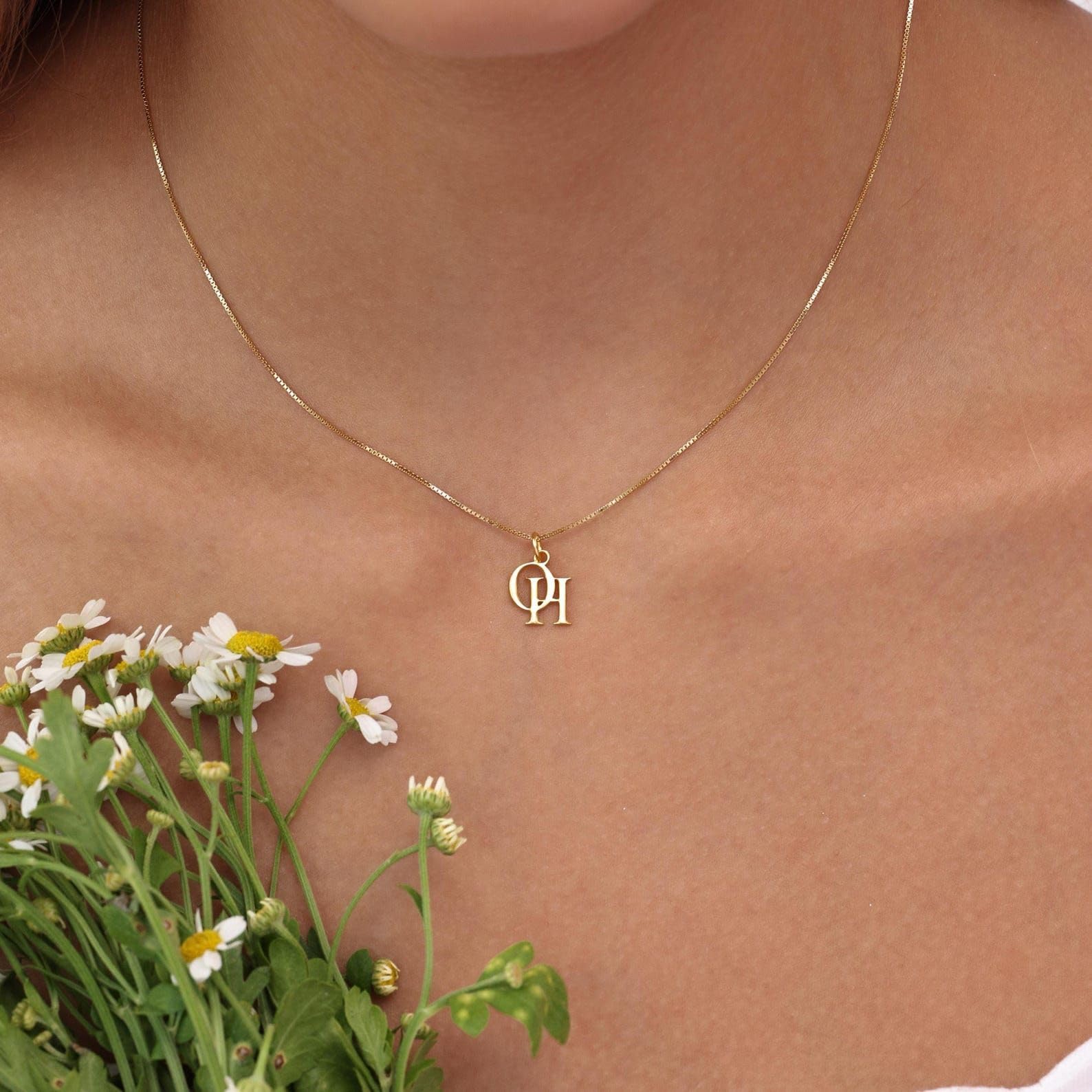 Collana personalizzata monogramma argento sterling 925 lettera pendente Collane Compleanno fatto a mano anniversario personalizzato
