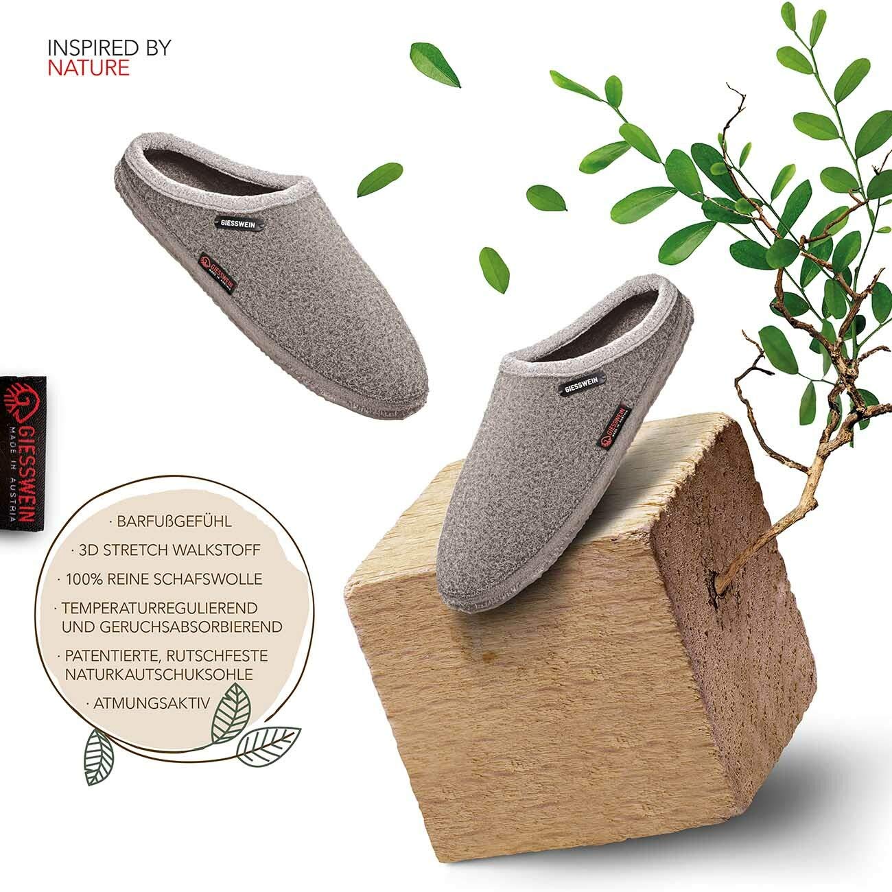 Giesswein Unisex-Erwachsene Dannheim Pantoffeln Hausschuhe, Beige (Natur 268), 44 EU | Rutschfeste Pantoletten aus weicher Wolle – leichte, gemütliche Unisex Slipper zum Hineinschlüpfen für Zuhause & kalte Tage
