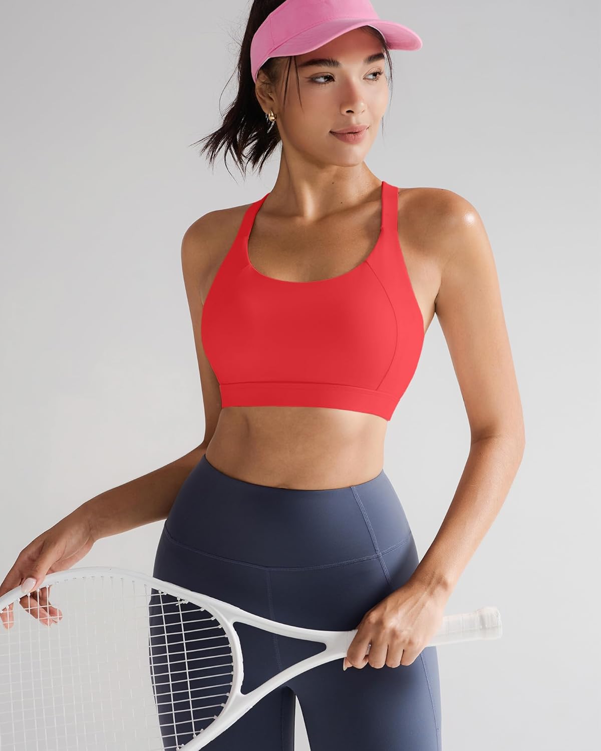 RUNNING GIRL Sports Bra for Women,Y Back Molded Cup Strappy Running Sports Bra with Sewn in Pads - Image 2