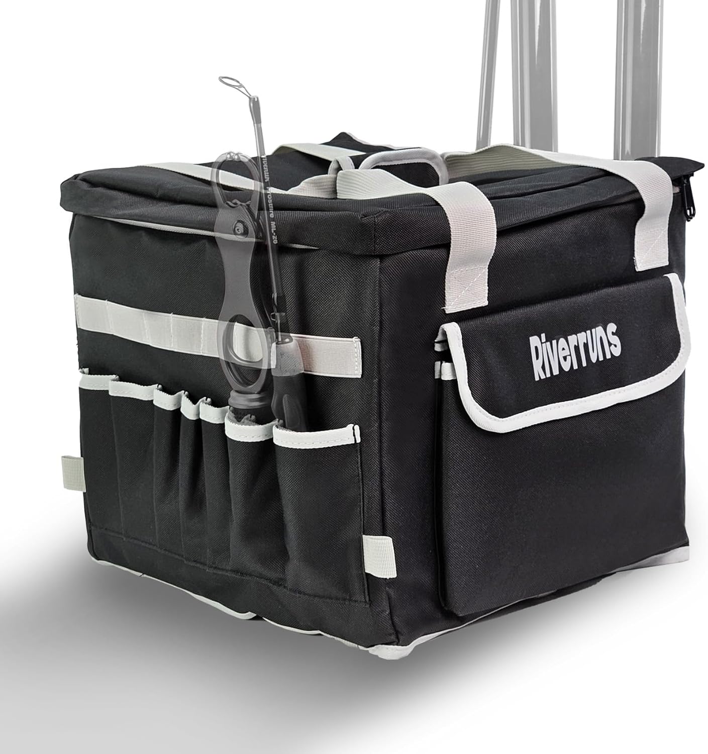 Kayak Crate Bag Durable Saltwater- Resistant Kayak Fishing Bag with 3 Fishing Rod Holders Large Kayak Fishing Tackle Storage Bag for Milk Crate-13x13 in