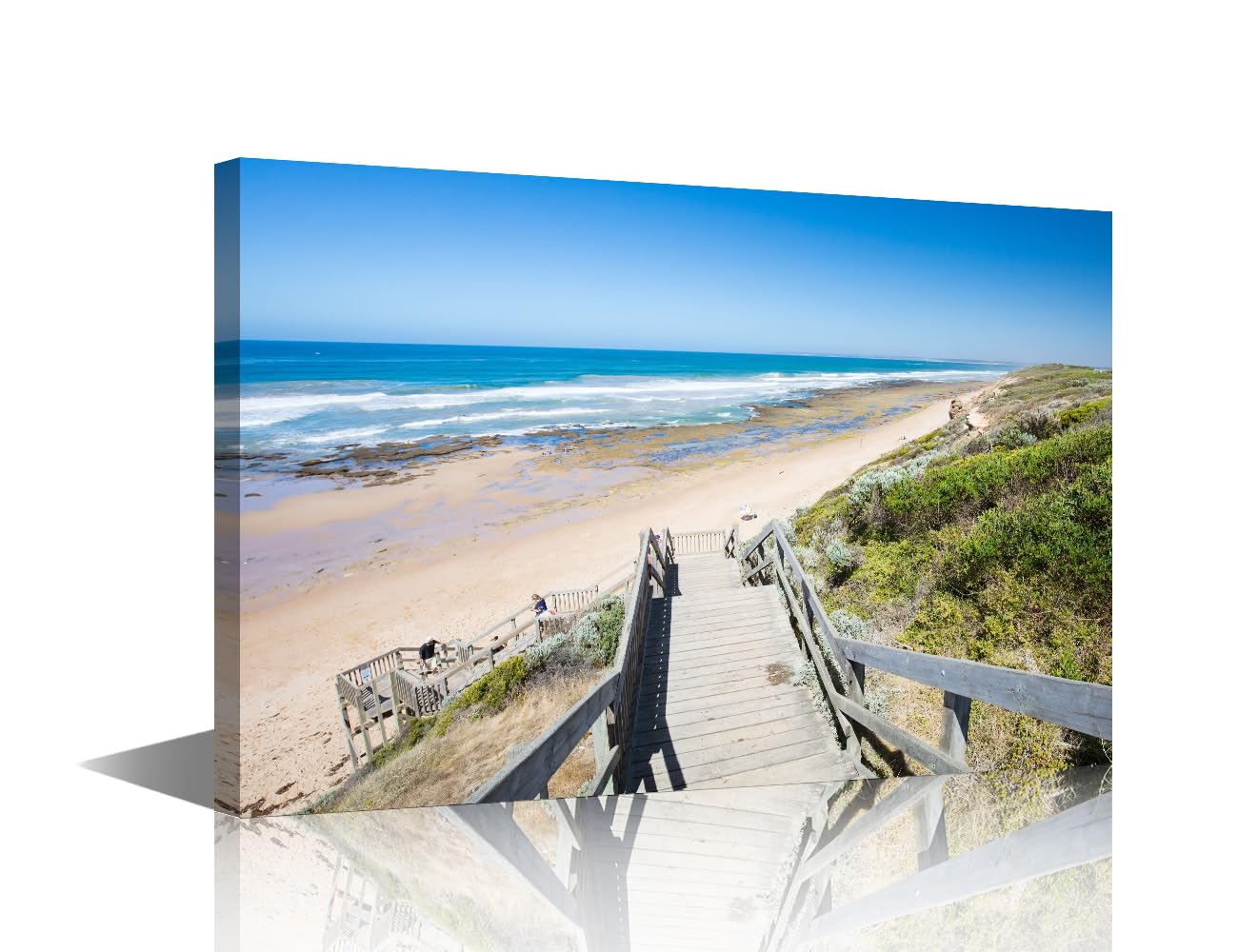 TISHIRON Bathroom Wall Art Coastal Décor Framed Canvas Picture Thirteenth Beach in Barwon Heads Seascape Canvas Print Farmhouse Artwork for Bedroom Living Room Decor 18x12 inch