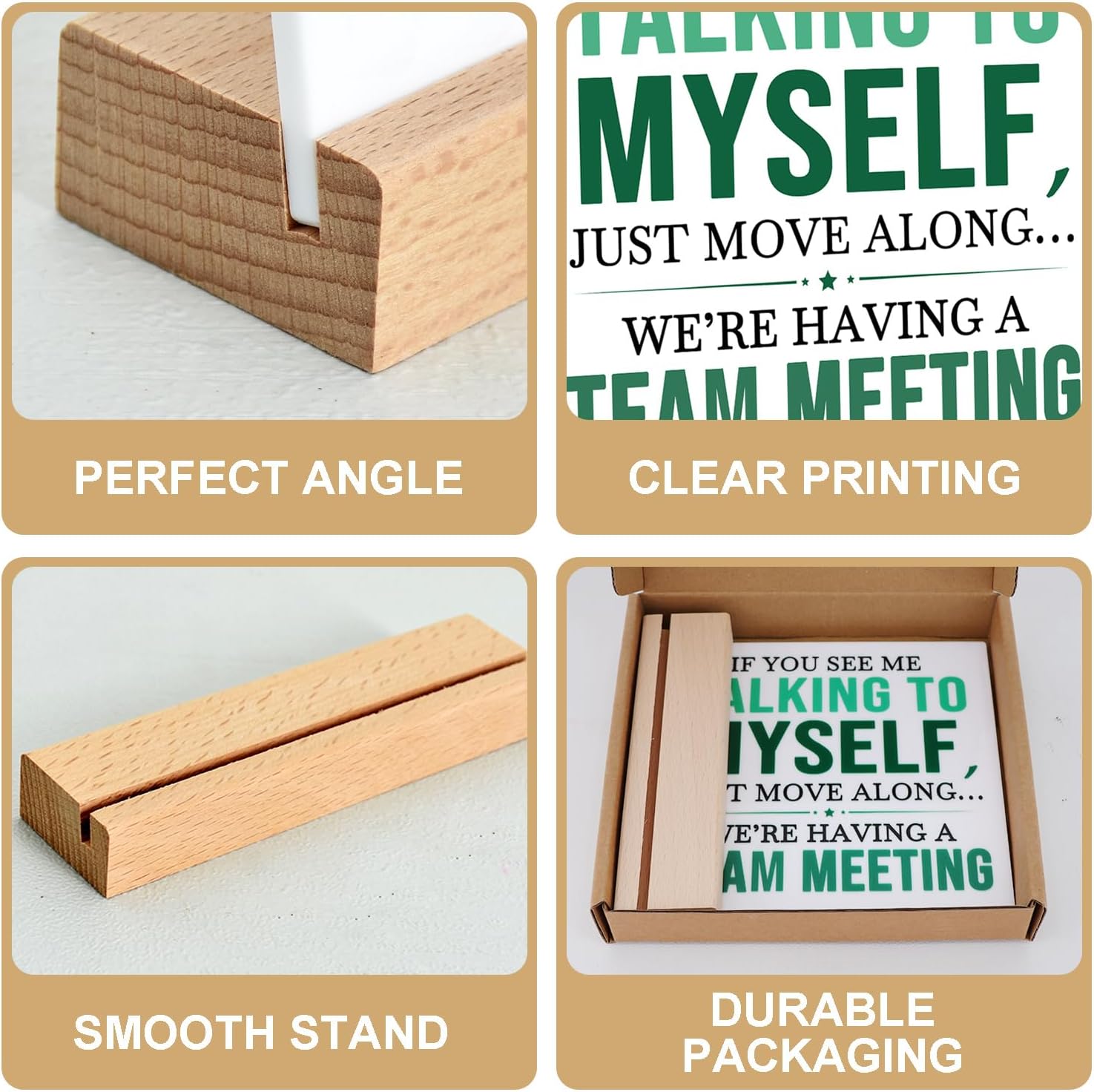 Vuzvuv Funny Office Sign - 6"X6" Deep Green Desk Decor for Team Meetings, Cute Office Accessory Gift for Women & Men image 3
