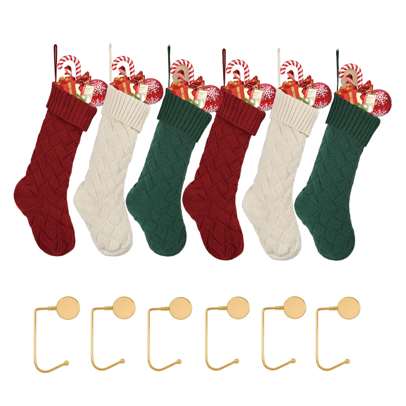 Gestrickte Weihnachtsstrümpfe (6 Stück)