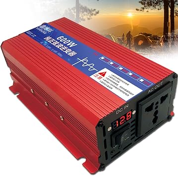 12V 24V 48V 60V 72V to 110V 230V Voltage Converter Pure Sine Wave Inverter 600W 1600W 2200W 3000W with LCD Display & AC Sockets for Household Travel Camping Rv Emergency,600W-12Vto220V 600W 60Vt