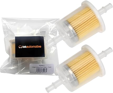 Tek Automotive Large Inline Fuel Filter Universal Twin Pack | Universal for 6mm & 8mm Fuel Lines, Suitable for Cars, Quad Bike, Motorcycle, Lawnmowers, Generators, Forklifts & More