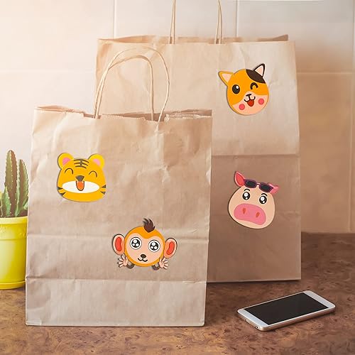 Miniatura 4 de Uptotop 48 hojas de calcomanías de animales con diseño de rostro, 12 diseños diferentes para hacer tus propias calcomanías para niños, calcomanías