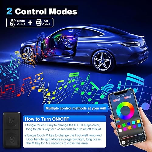 Miniatura 4 de Dreamcolor - Tira de luz LED acrílica para interior de automóvil con aplicación inalámbrica, RGB 18 en 1 con 175 pulgadas, 600 LED, kit de