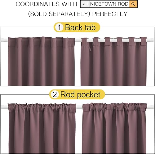 Miniatura 3 de NICETOWN - Juego de 2paneles de cortinas opacas para sala de estar, para oscurecimiento de habitación, 52x63pulgadas, color rosa oscuro