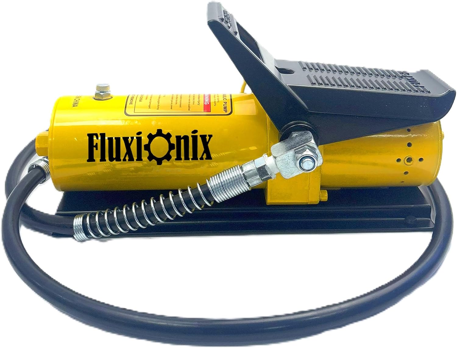 Air Hydraulic Pump 10,000 PSI 1.7L Reservoir NPT 1/4" Inlet, NPT 3/8" Oil Outlet, Hydraulic Pump Air Hydraulic Foot Pump with Air Line Lubricator, Yellow