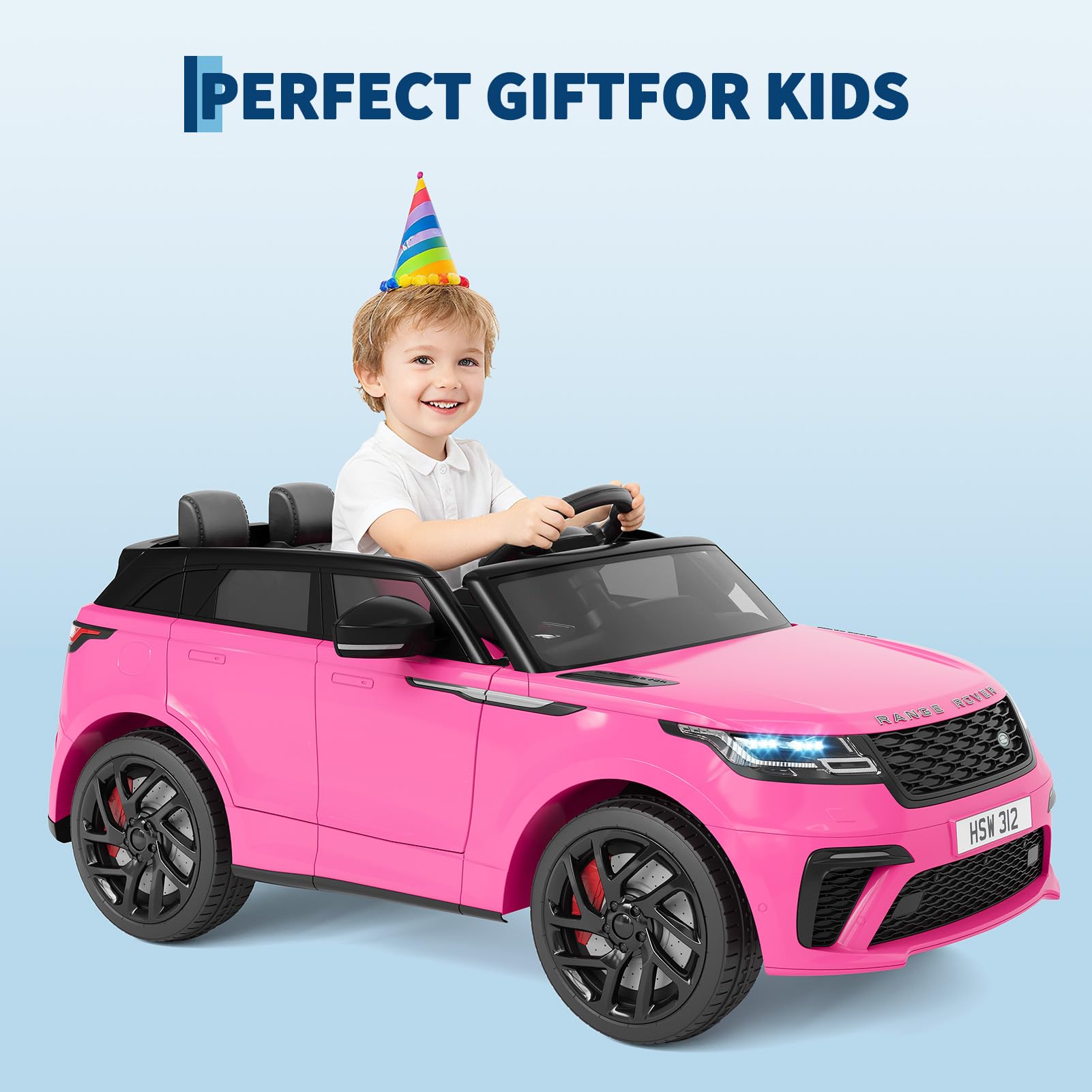Garvee 12V Voiture Electrique Enfànt, Land Rover Licenciée avec Télécommande, Musique & MP3, Véhicule Électrique pour Enfants 3 an+(Rose)