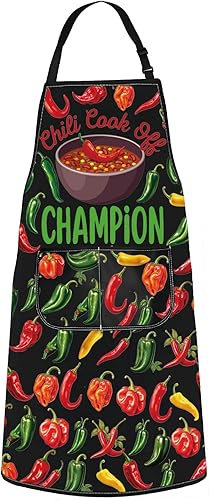WZMPA Chili Cook Off Champion - Delantal de cocina para chili, regalo de chef, delantales de cocina ajustables para hombres y mujeres