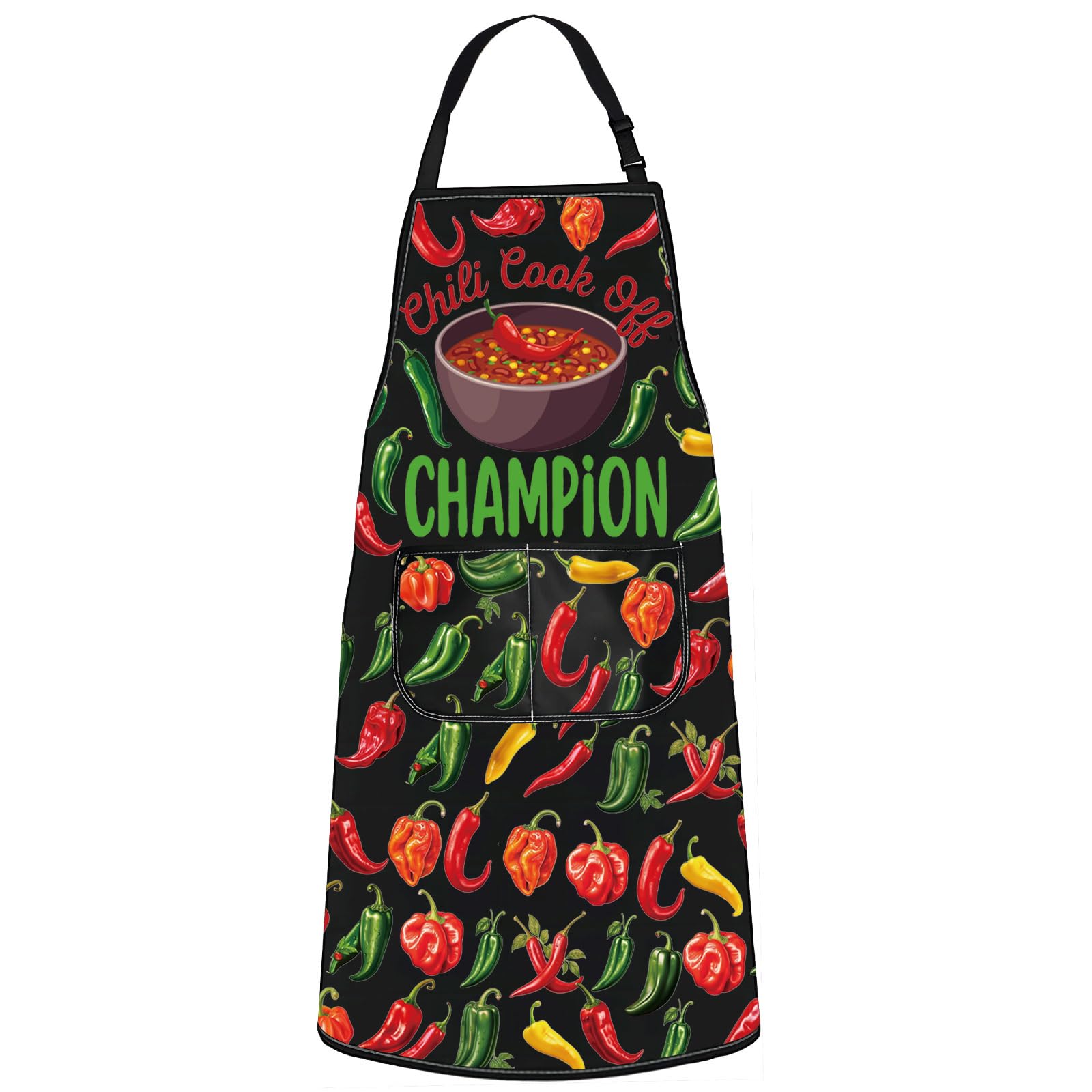 WZMPA Chili Cook Off Champion Kitchen Apron Chili Competition Chef Gift Adjustable Kitchen Cooking Aprons For Men Women, Chili Cook F Ap Bl