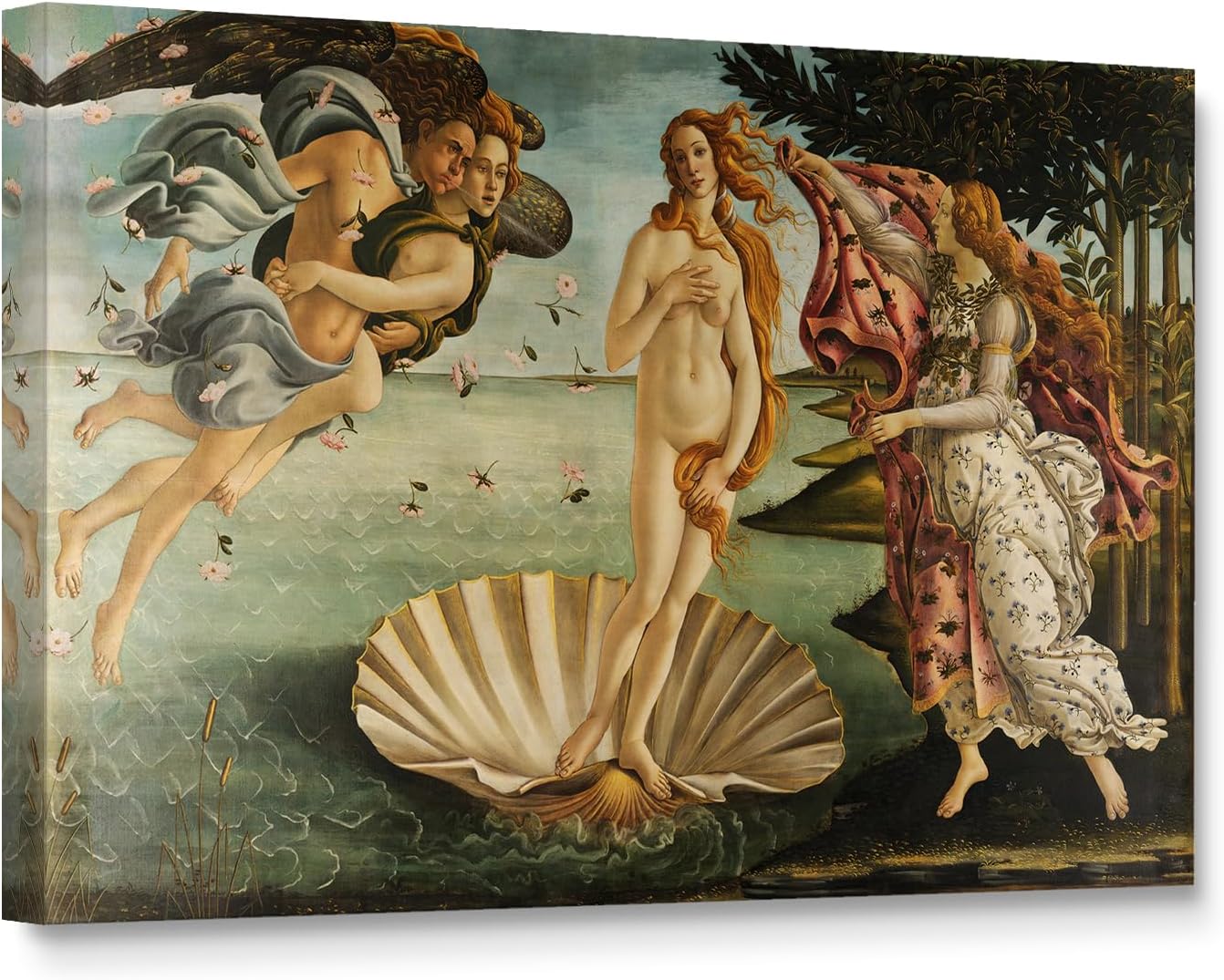 Niwo ART - The Birth of Venus, World's Most Famous Paintings Series, Canvas Wall Art Home Decor, Gallery Wrapped, Stretched, Framed Ready to Hang (30"x20"x1.5")
