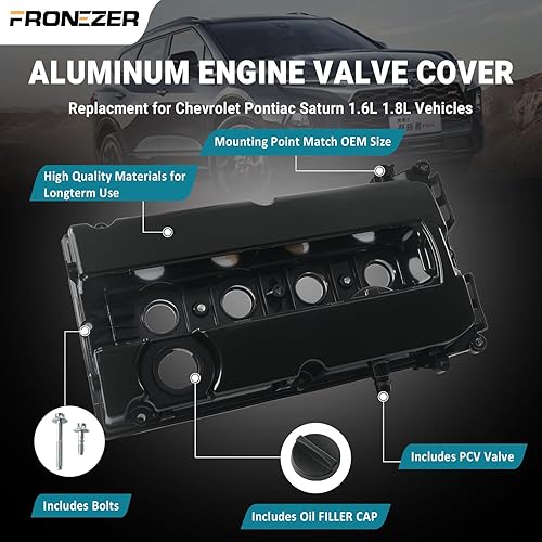 Miniatura 4 de Kit de cubierta de válvulas de motor de aluminio con junta, pernos, tapa de llenado de aceite Compatible con Chevy Cruze 2011-2016, Sonic 2012-2018