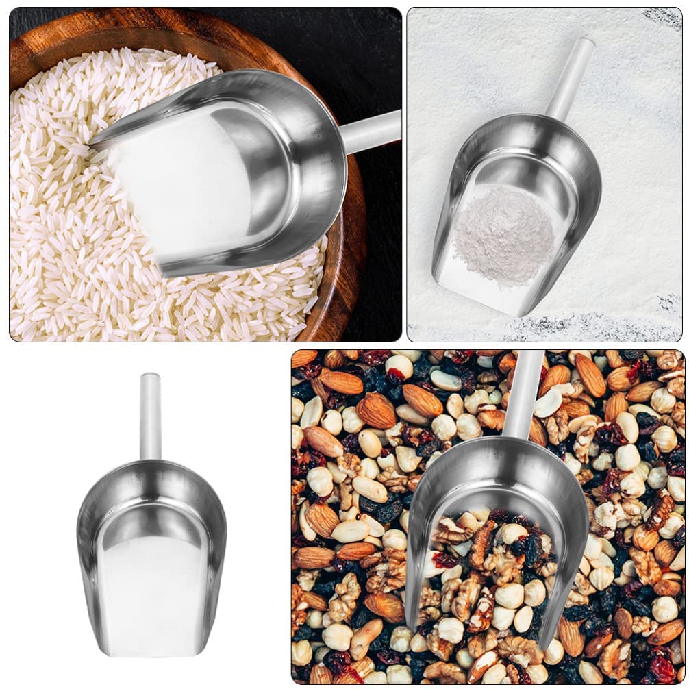 Palas de hielo de acero inoxidable: palas de hielo de cocina para uso general, palas de hielo pequeñas de metal para alimentos, palas de dulces para barra de cocina, cubitos de hielo, granos de café