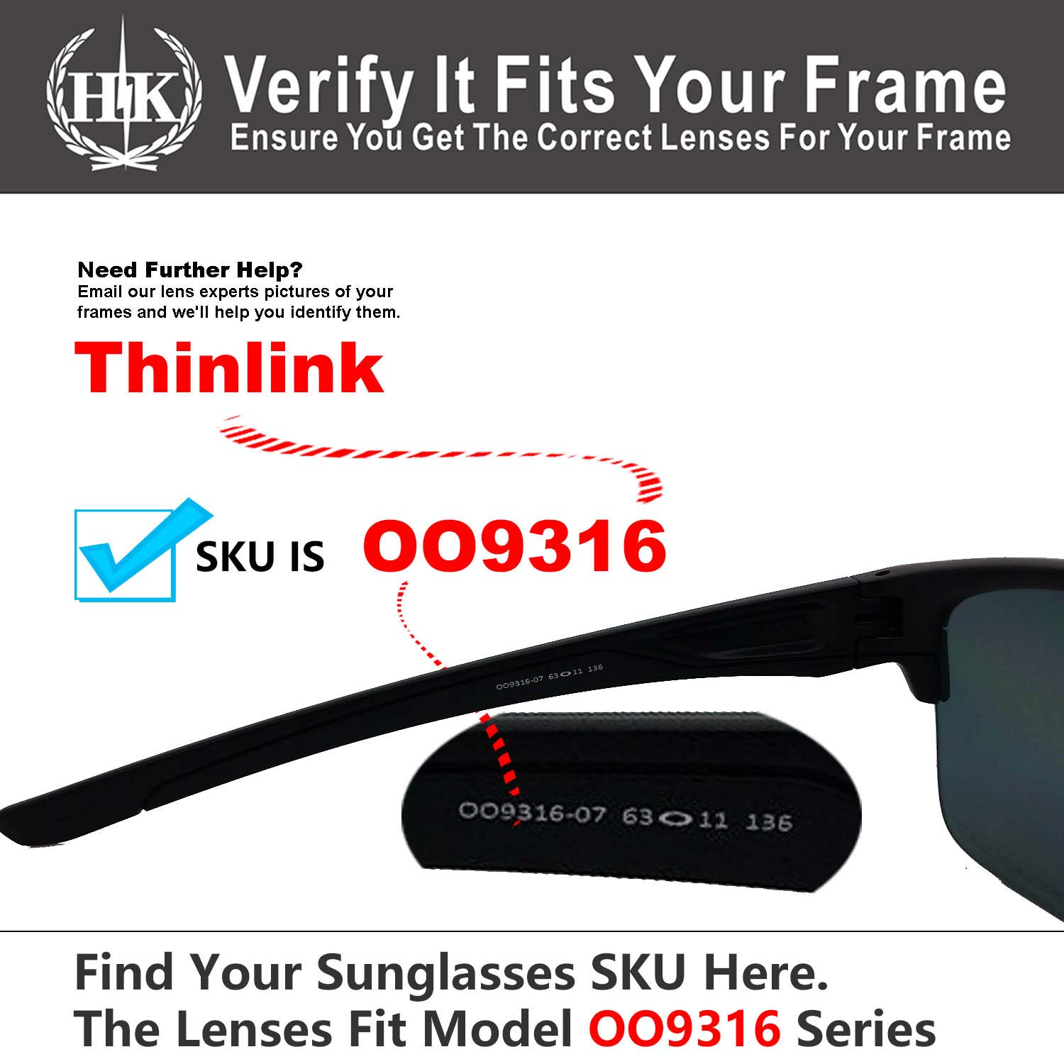 Compatible/reemplazo de Oakley Thinlink OO9316 Gafas de Sol