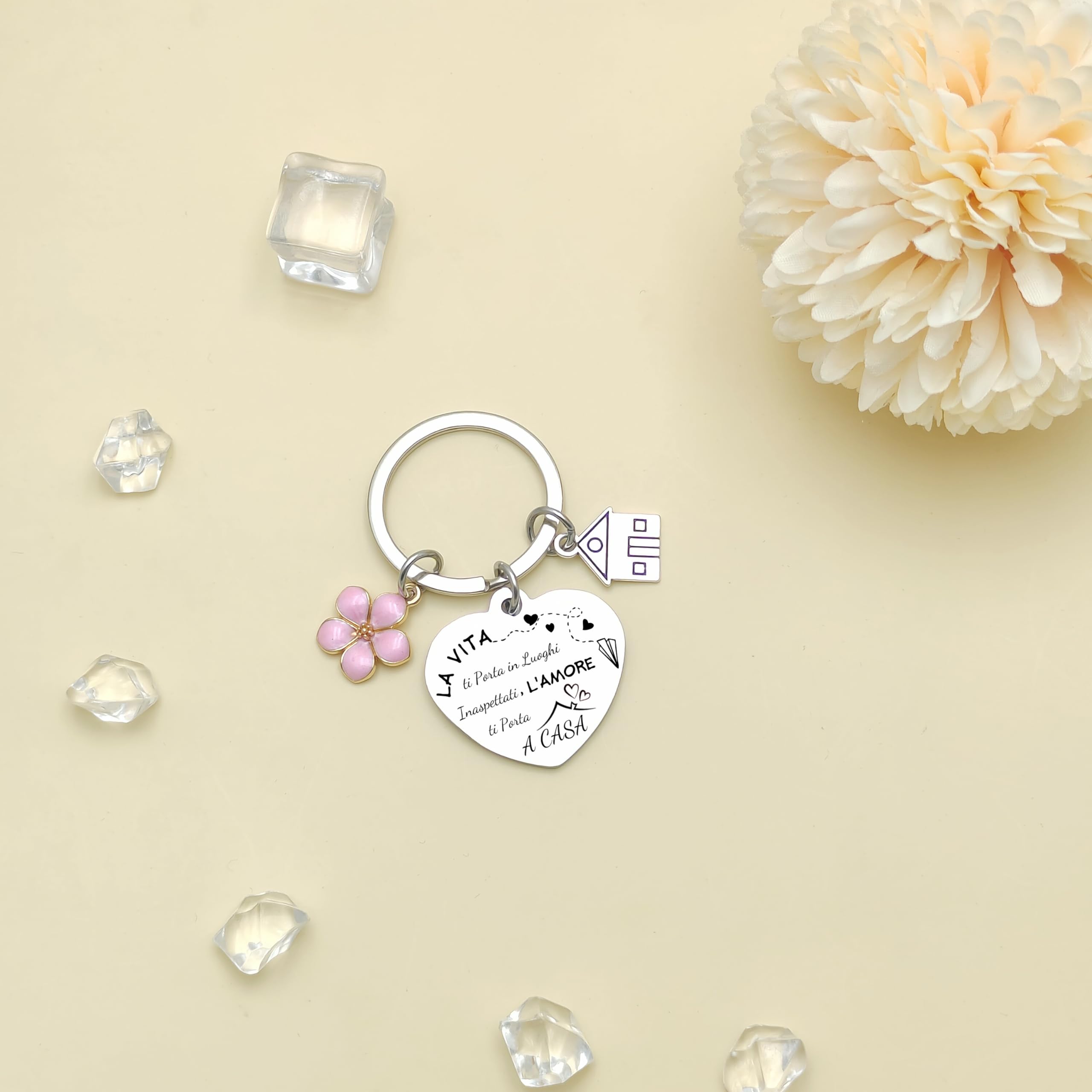 JRZDFXS Unisex Portachiavi Ci vediamo a Casa per Coppia in Acciaio Inox Ciondolo Casa Casetta Carina Chiavi regalo di inaugurazione della casa per moglie marito