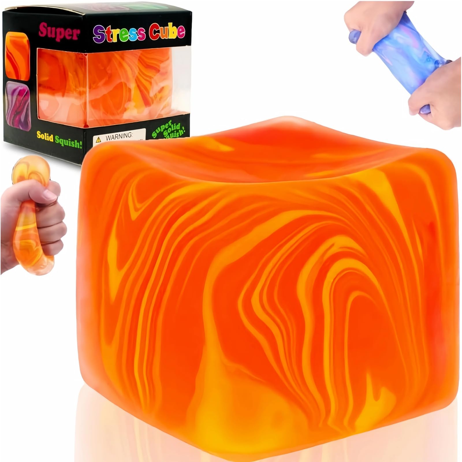 Squishy Stress Cube Toy – 5CM Ice Squeeze Ball, Sensory Toy for Kids, Teens & Adults, Fidget Toy for Stress, Anxiety & Focus (Blue) — view 8