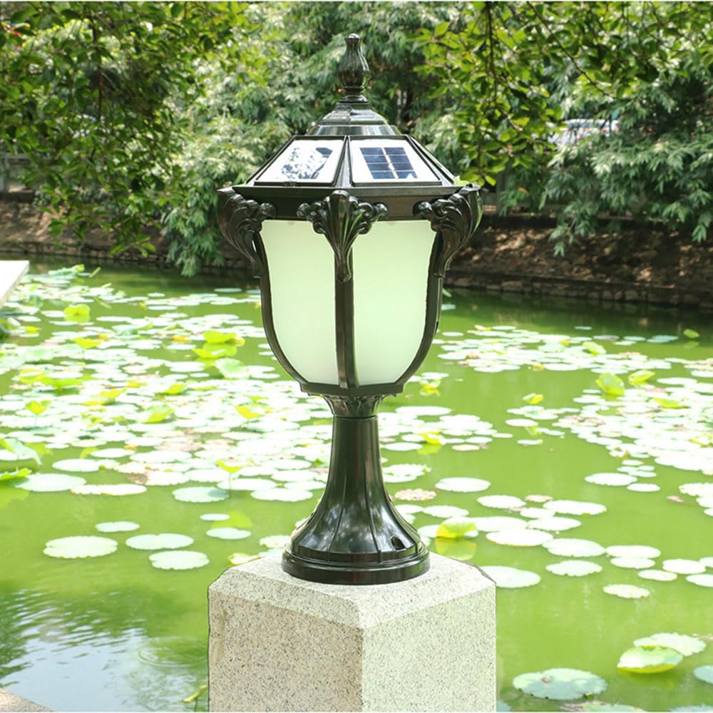 Solar-Pfostenleuchten, Aluminium-Druckguss, wasserdicht, Retro-Stil, europäischer Stil für Garten, Terrasse, Rasen, Veranda, Nassstandort