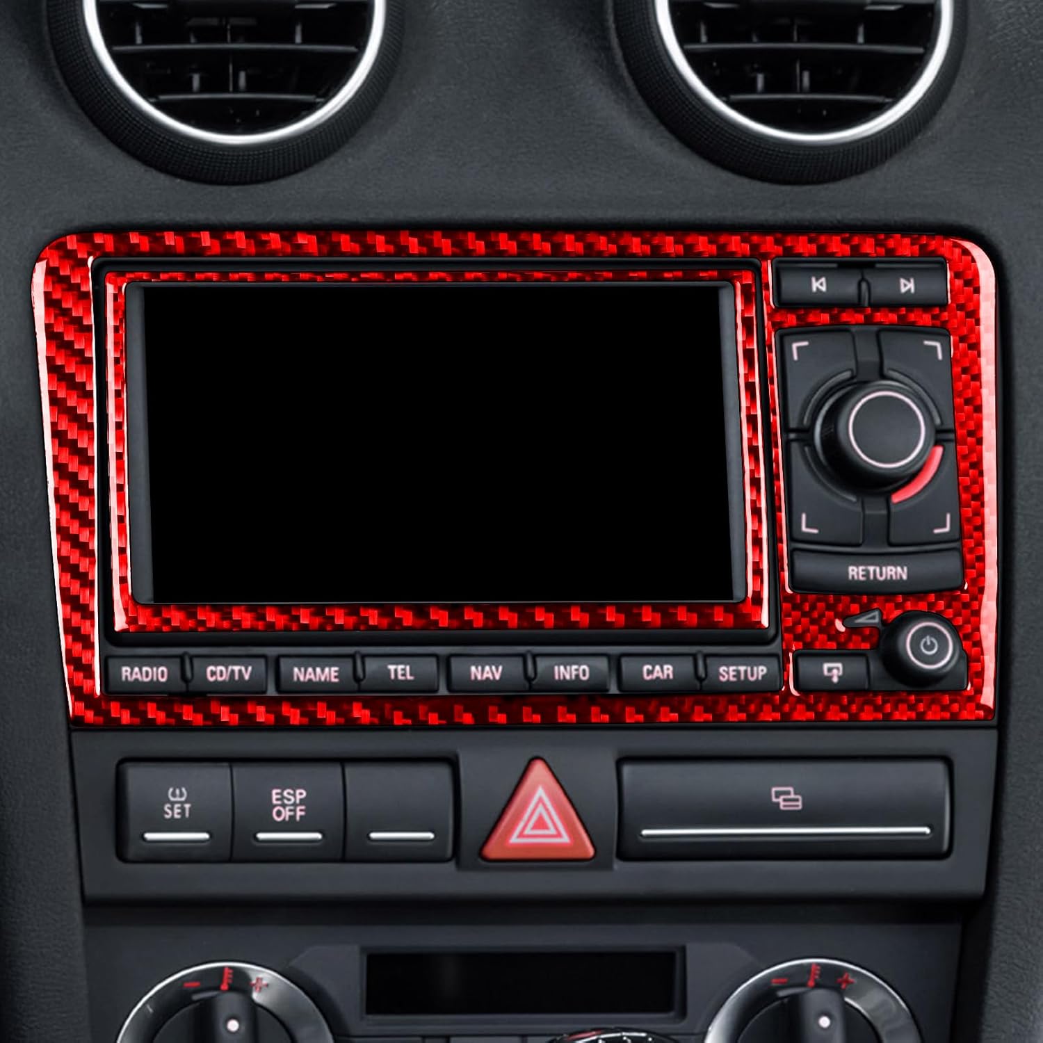 A3 S3 8P 2006 2007 Compatible with Car Interior Self Adhesive Dashboard Carbon Fiber Red Sticker A25 (Navigation Panel)