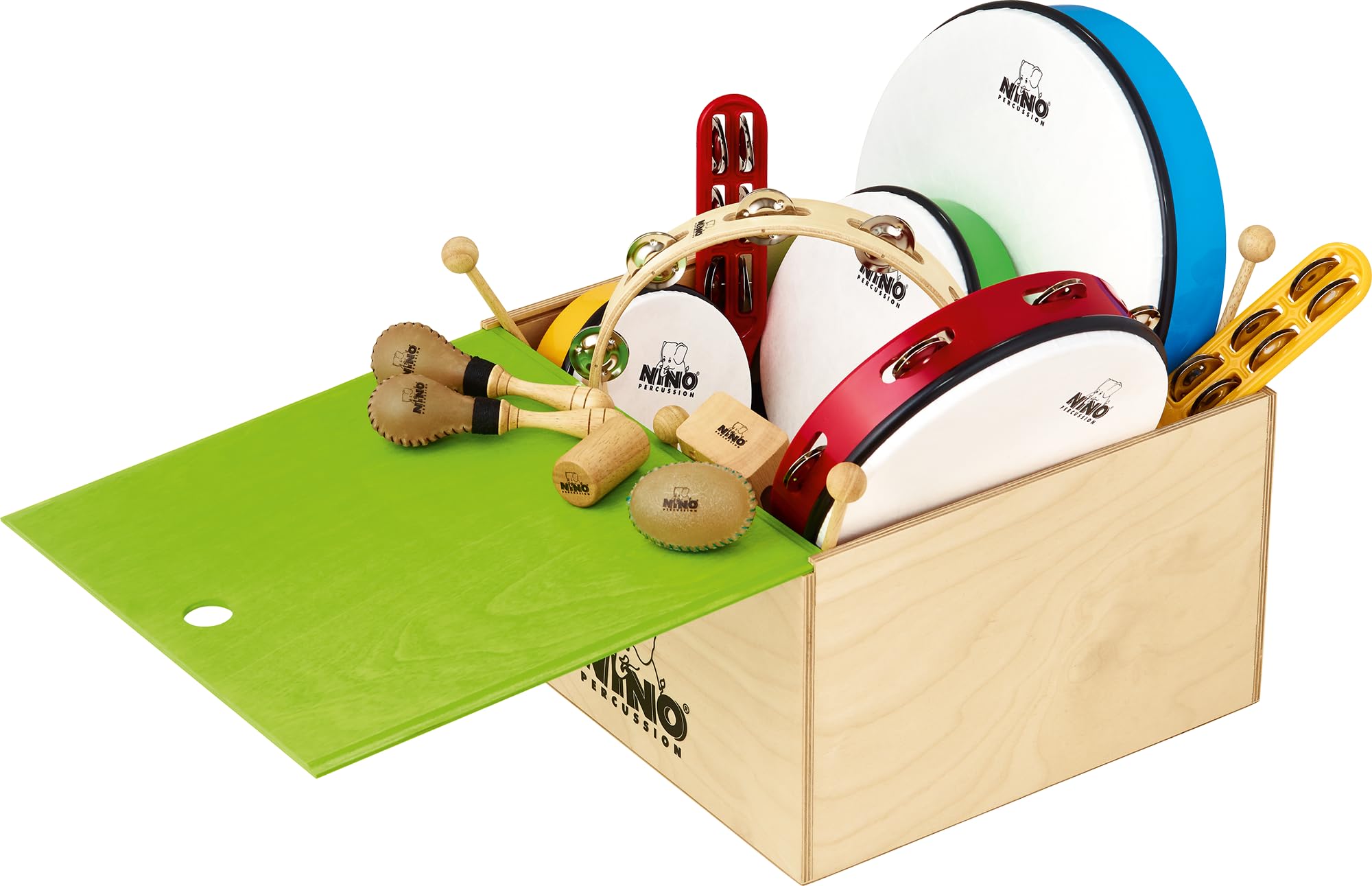 Nino Percussion Big Wooden Box, Natur und Grün (NINO-WB2)