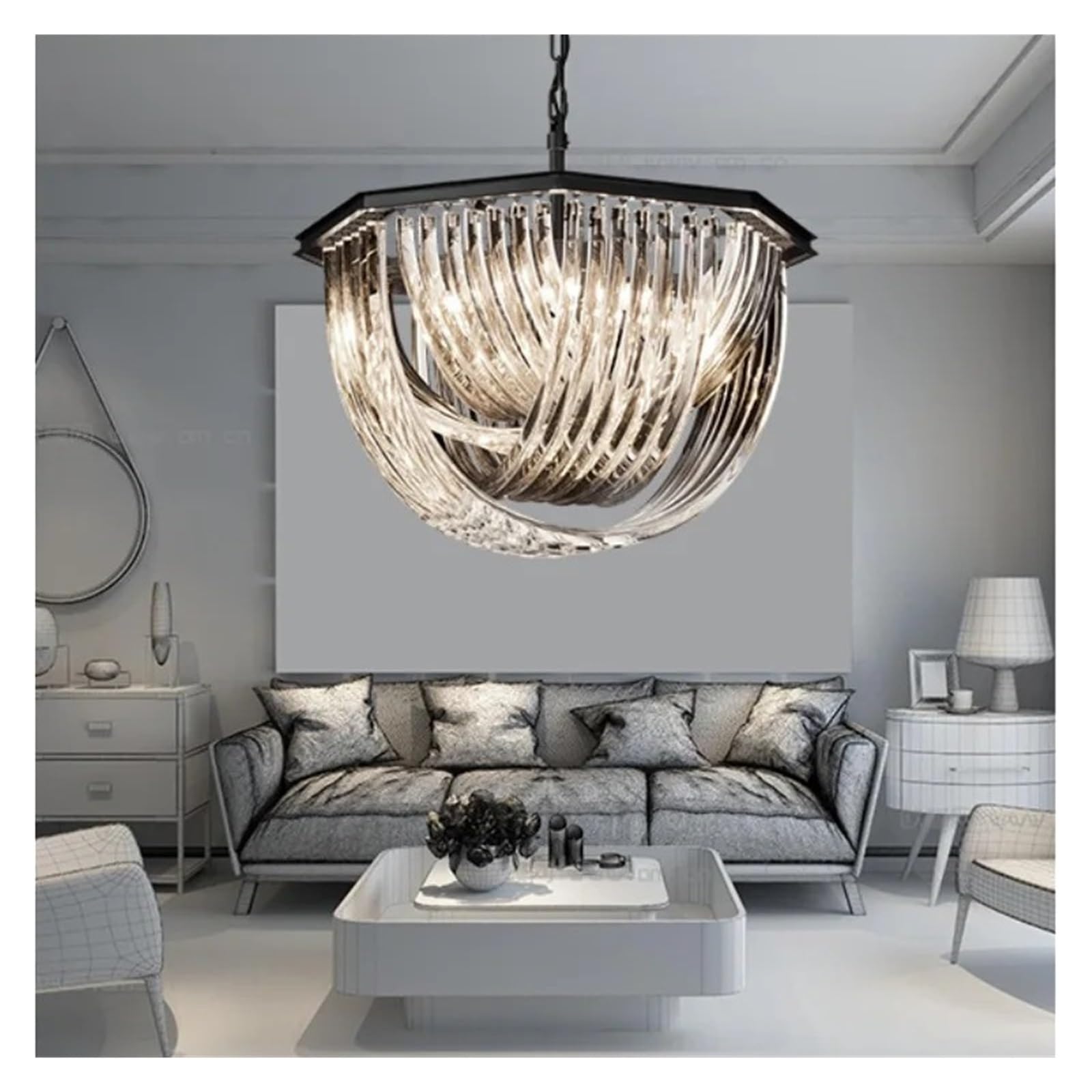 MESOVFCA Luxury Curved Crystal Chandelier for Restaurant Western Restaurant Bar Study,Warm Atmosphere