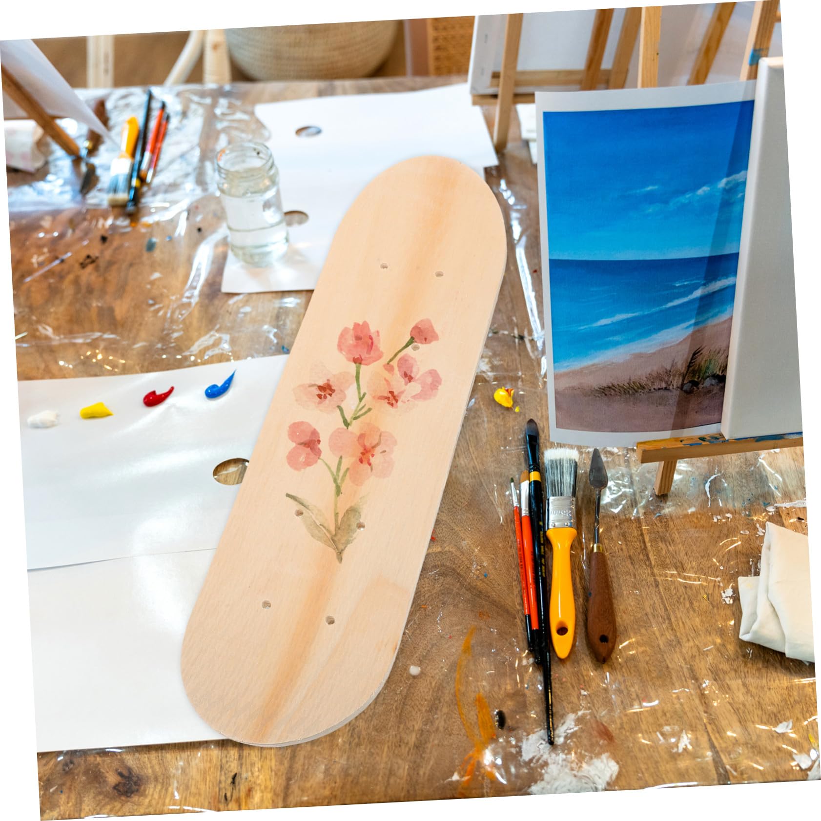 2 Piezas Tabla Skate Infantil de Arce Pintar para Graffiti Monopatín DIY Personalizable para Resistente y Creativa para Pintar y Decorar