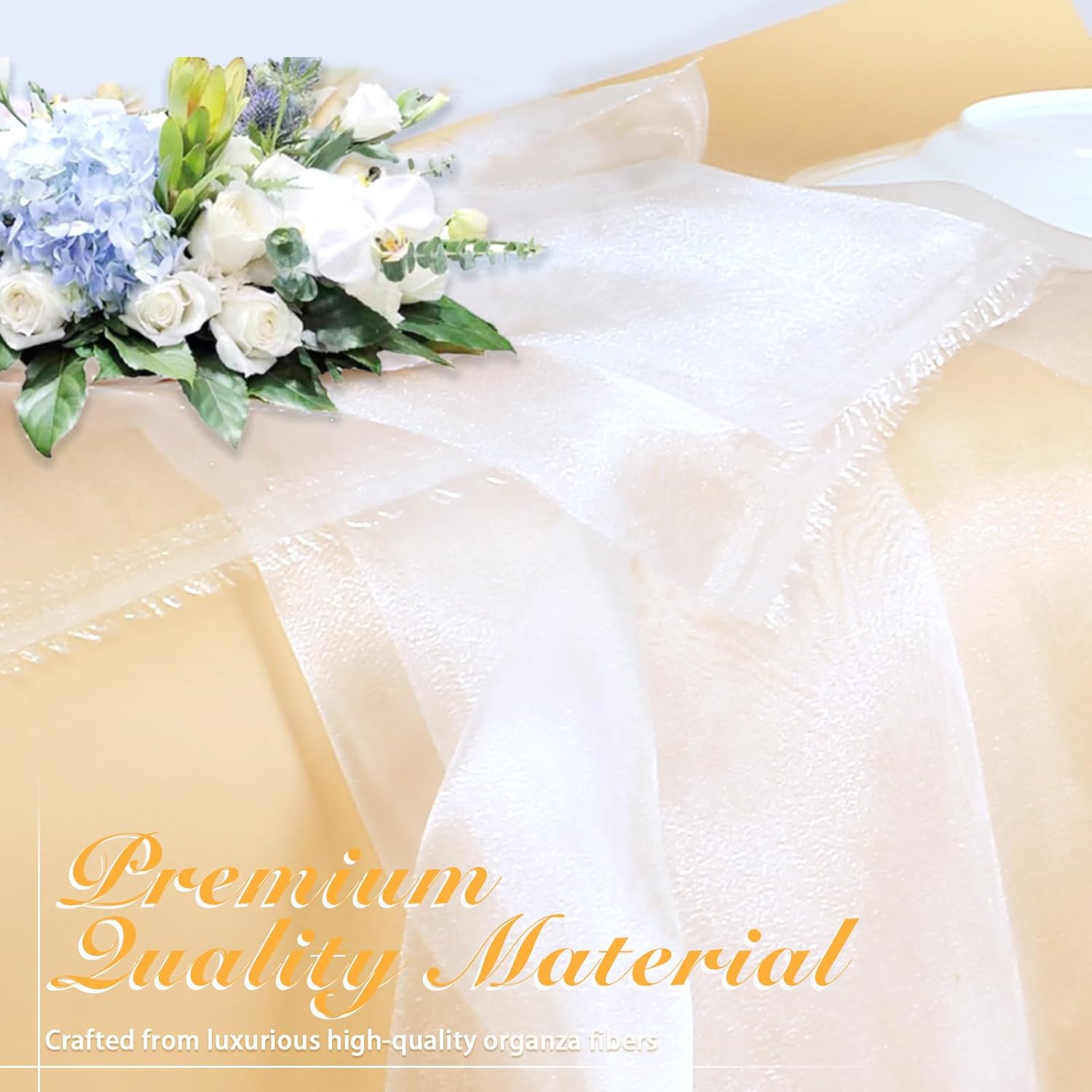 Manyshofu White Organza Fabric by The Yard - 60 Inch Wide, 10 Yard Soft Sheer Fabric Silky Organza Tulle Fabrics Chiffon Fabric for DIY Wedding Dress Bridal Decorations Fashion Craft