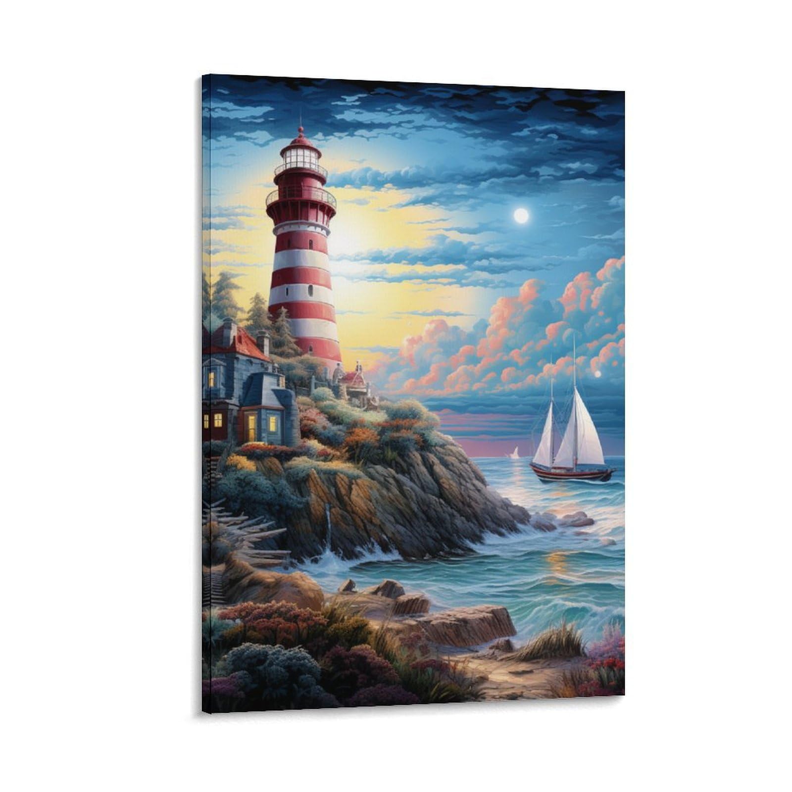 Impression sur toile de phare côtiers pour déco murale de maison 30x45 - 6