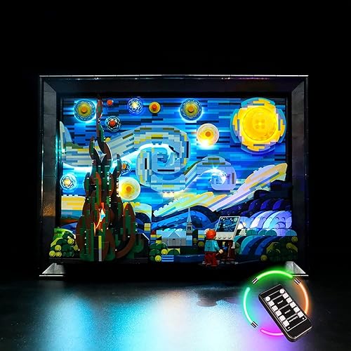 BrickBling Kit de luces compatible con Lego 21333 Vincent Van Gogh - La noche estrellada (ladrillos no incluidos), iluminación de bricolaje