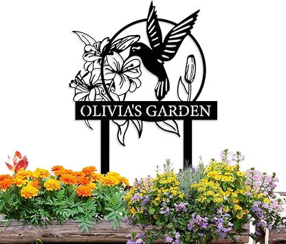 Dyoart Personalized Garden Signs | Garden Stake Metal Sign | Custom Garden Sign | Customized Bird Garden Name Sign Yard Sign| Garden Signs Decorative Outdoor | Personalized Camping Gifts