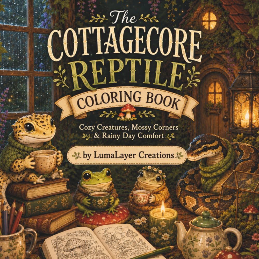 The Cottagecore Reptile Coloring Book: Cozy creatures, mossy corners and rainy day comfort