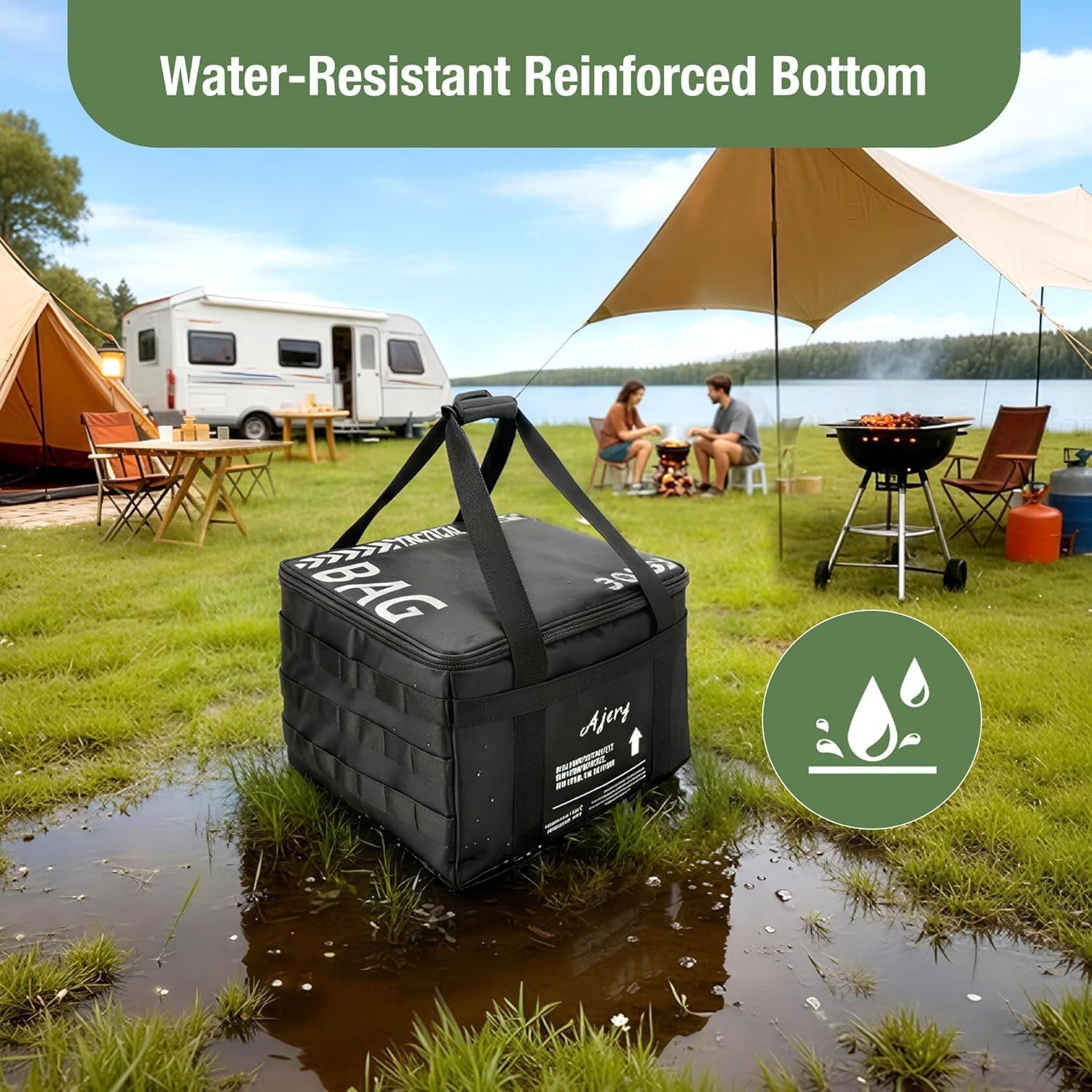 30L Propane Tank Storage Bag for 1LB Propane Tank - Tactical Heavy-Duty Carrier with Dividers, Accessory Pockets & Water-Resistant Base for Camping, RV Travel & Outdoor