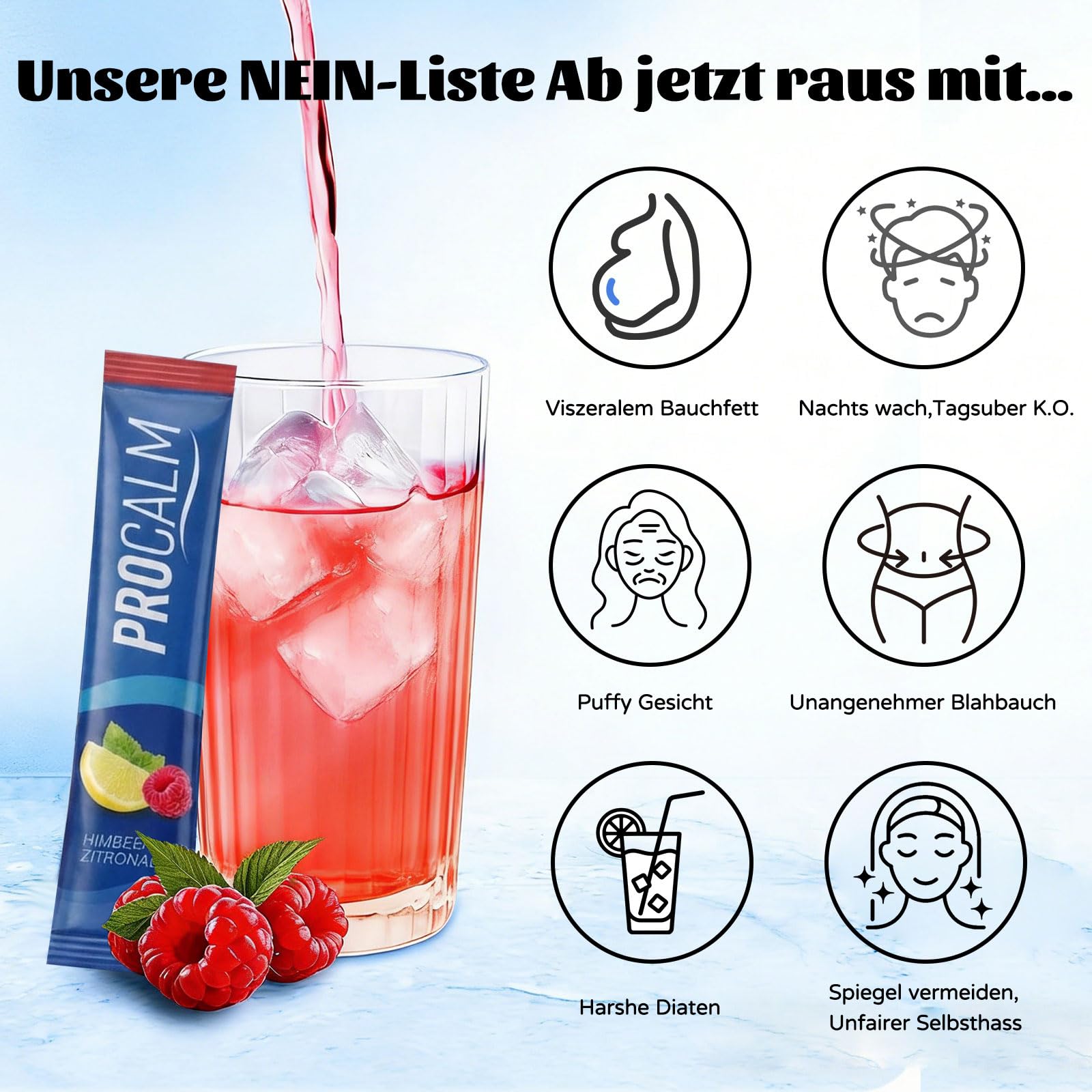 Procalm Cortisol Cocktail Pulver, 20 Stück Cortisol Senken Pulver zum Abnehmen, Cortisol Balance Getränkemix, Konzentration Steigern, Entspannt Bleiben & Stress Natürlich Reduzieren (1)
