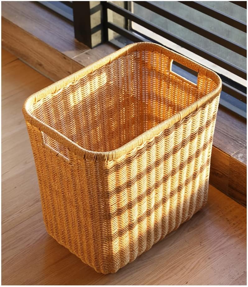 Dirty Clothes Basket Imitation Rattan Dirty Clothes Basket Hotel Bathroom Laundry Basket Dirty Clothes Storage Basket (Light Brown)