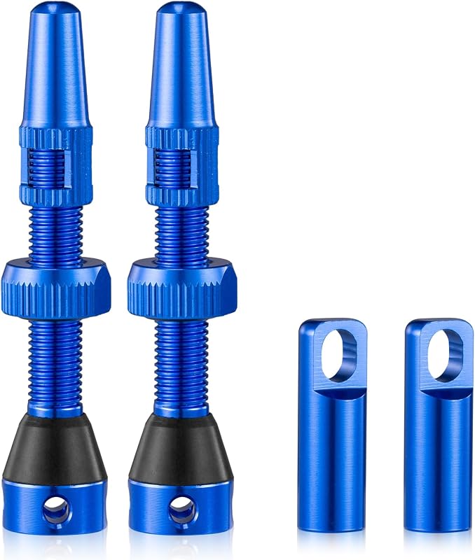 HZJD 2PCS Tubeless Valves, Blue, Alloy Presta Valve Stem(44 mm) | Integrated Core Removal Tool