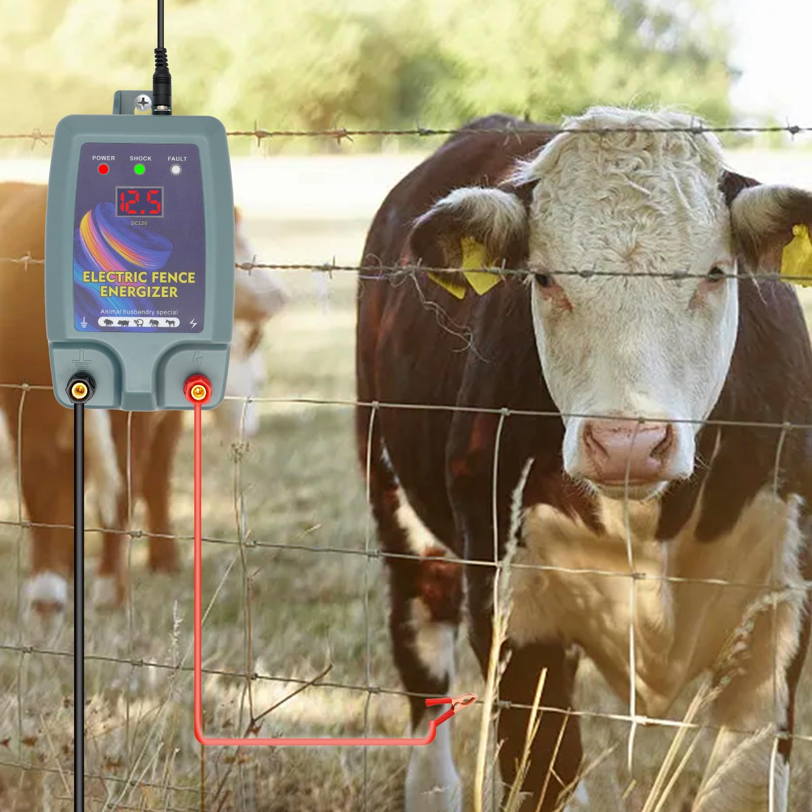 Elektryczny elektryzator ogrodzenia 5 kM 12 V, ogrodzenie elektryczne dla zwierząt, owca, świnia, koń, płot pastwiskowy, wtyczka UE, ogrodzenie elektryczne dla psów