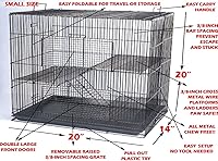 Vista 2 de Jaula de transporte de animales de 3 niveles fácil de transportar, plegable para hurones, chinchillas, planeadores de azúcar, ratas, ratones