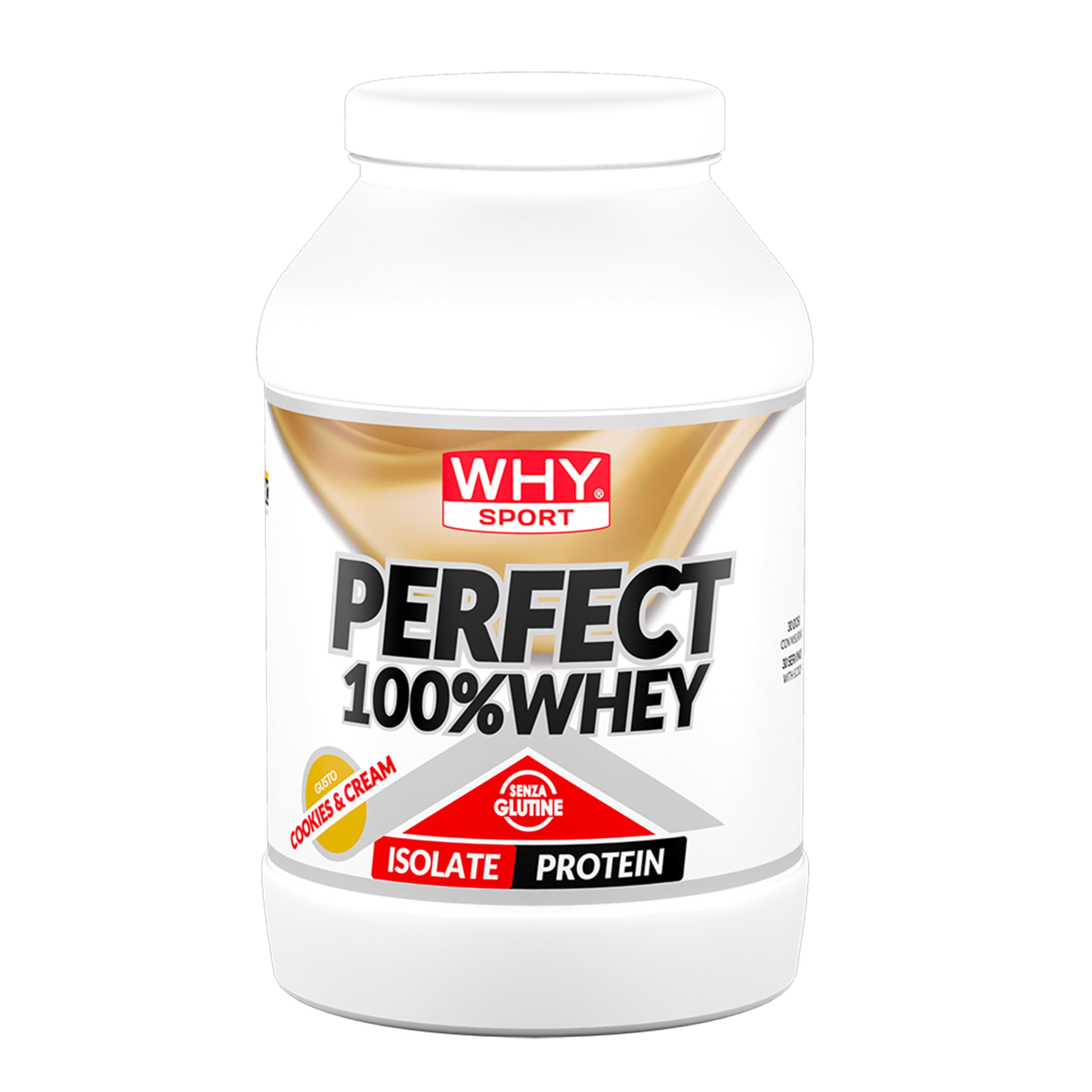 WHY SPORT PERFECT 100% WHEY - Białka Whey - Izolowane białko - Białko w proszku z niezbędnymi aminokwasami dla masy mięśniowej - Cookies & Cream Smak - 1,8 kg