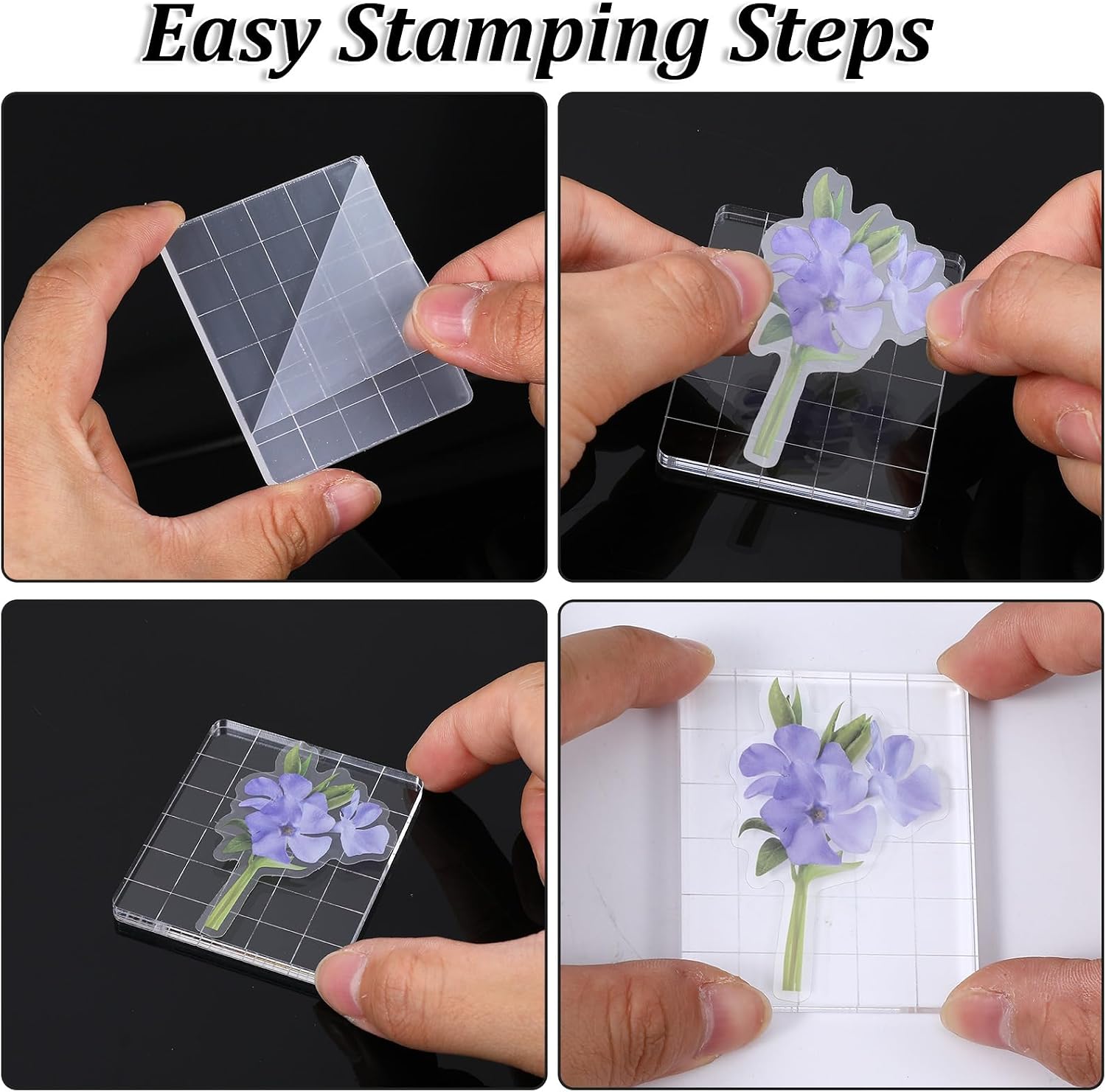 Acrylic Stamp Block with Grid Lines Clear Acrylic Blocks 8 Pieces
